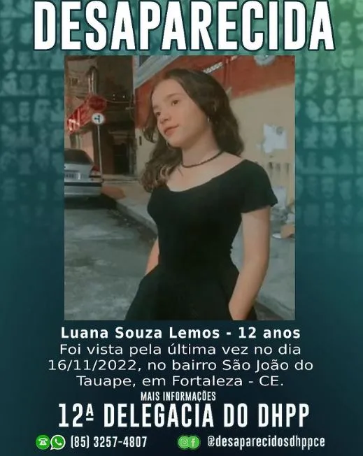 Polícia pediu a colaboração das pessoas com informações sobre o desaparecimento de Luana