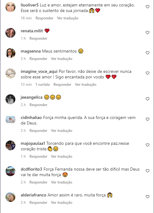 Fãs confortam viúva de Erasmo Carlos nos comentários