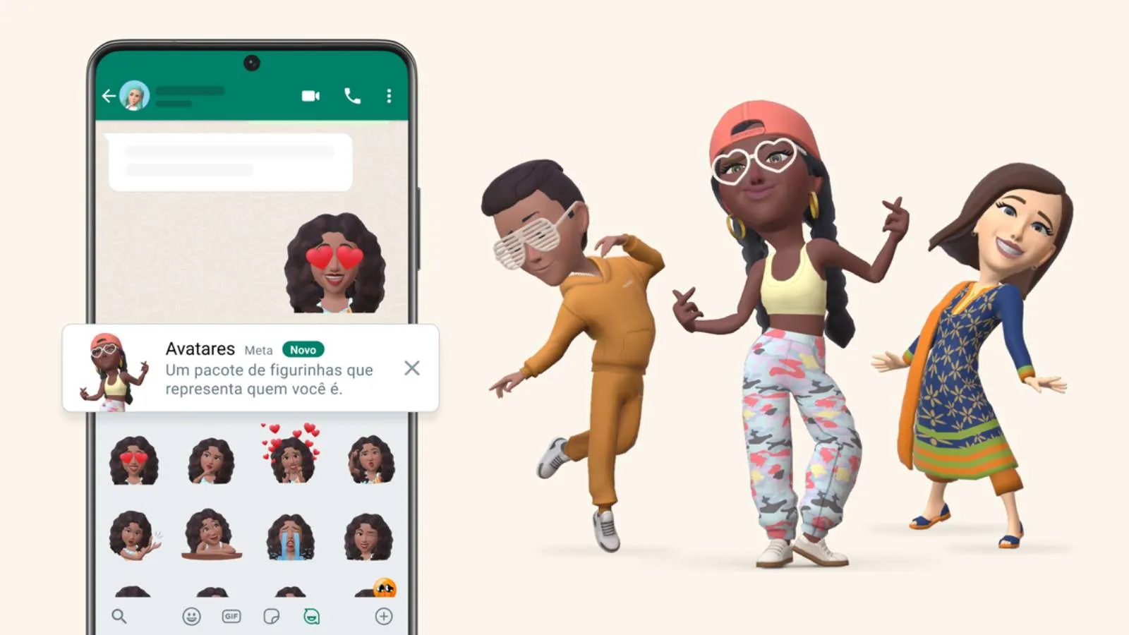 Figurinhas podem ser usadas como foto de perfil ou nas conversas
