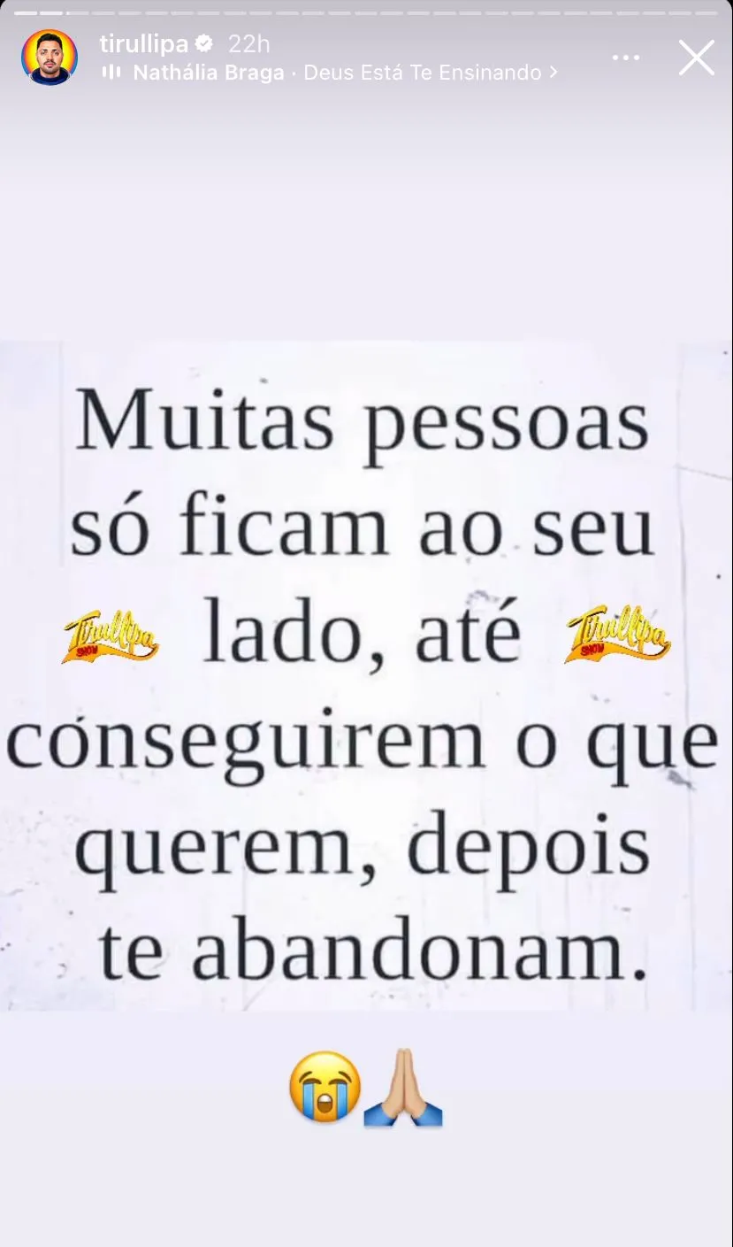 Humorista publicou indireta em seu perfil do Instagram