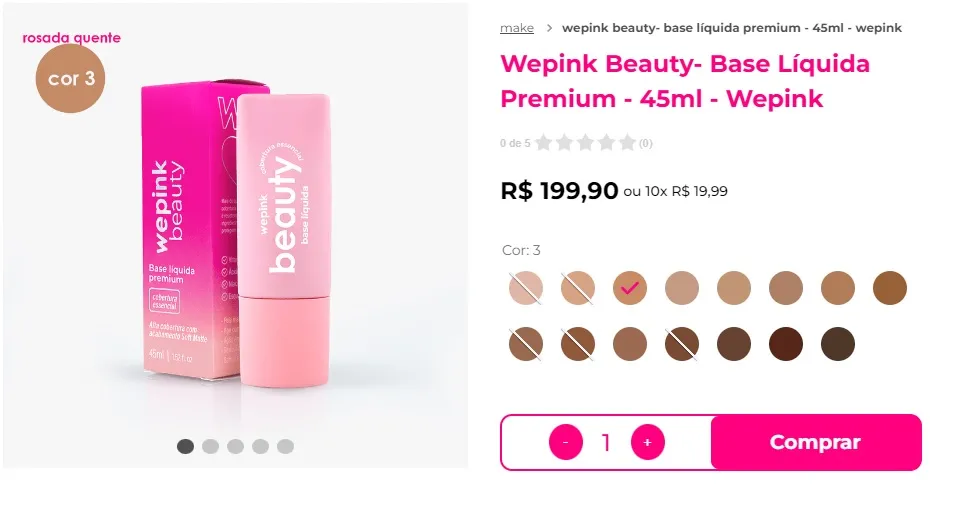 Base de Virgínia custa R$ 199,90 e possui 15 tonalidades
