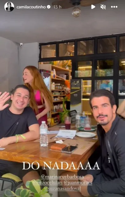 Marina e Enzo apareceram em storie publicado pela blogueira Camila Coutinho