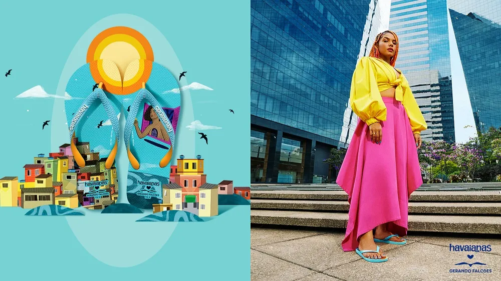 Criatura e criadora: à direita, desenho feito por Su para nova coleção da Havaianas