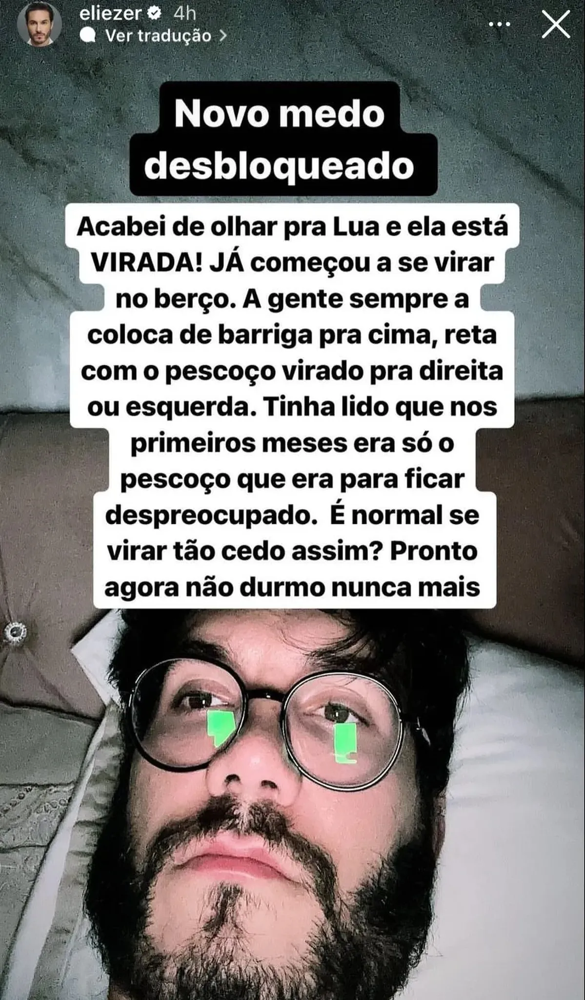 Eliezer nos stories do Instagram