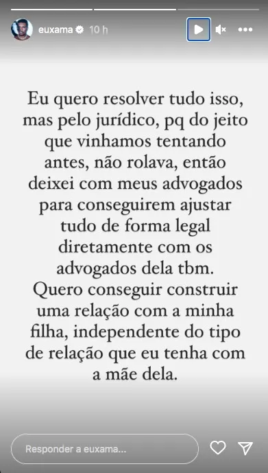Rapper utilizou os stories para se pronunciar