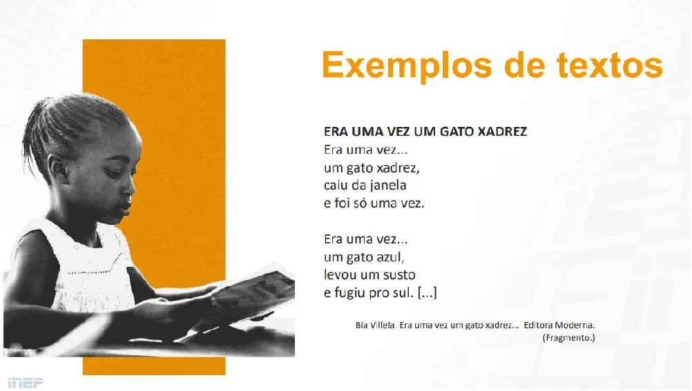 Exemplo de texto registrado pelo Inep como compatível com a experiência leitora de estudantes dos anos iniciais.