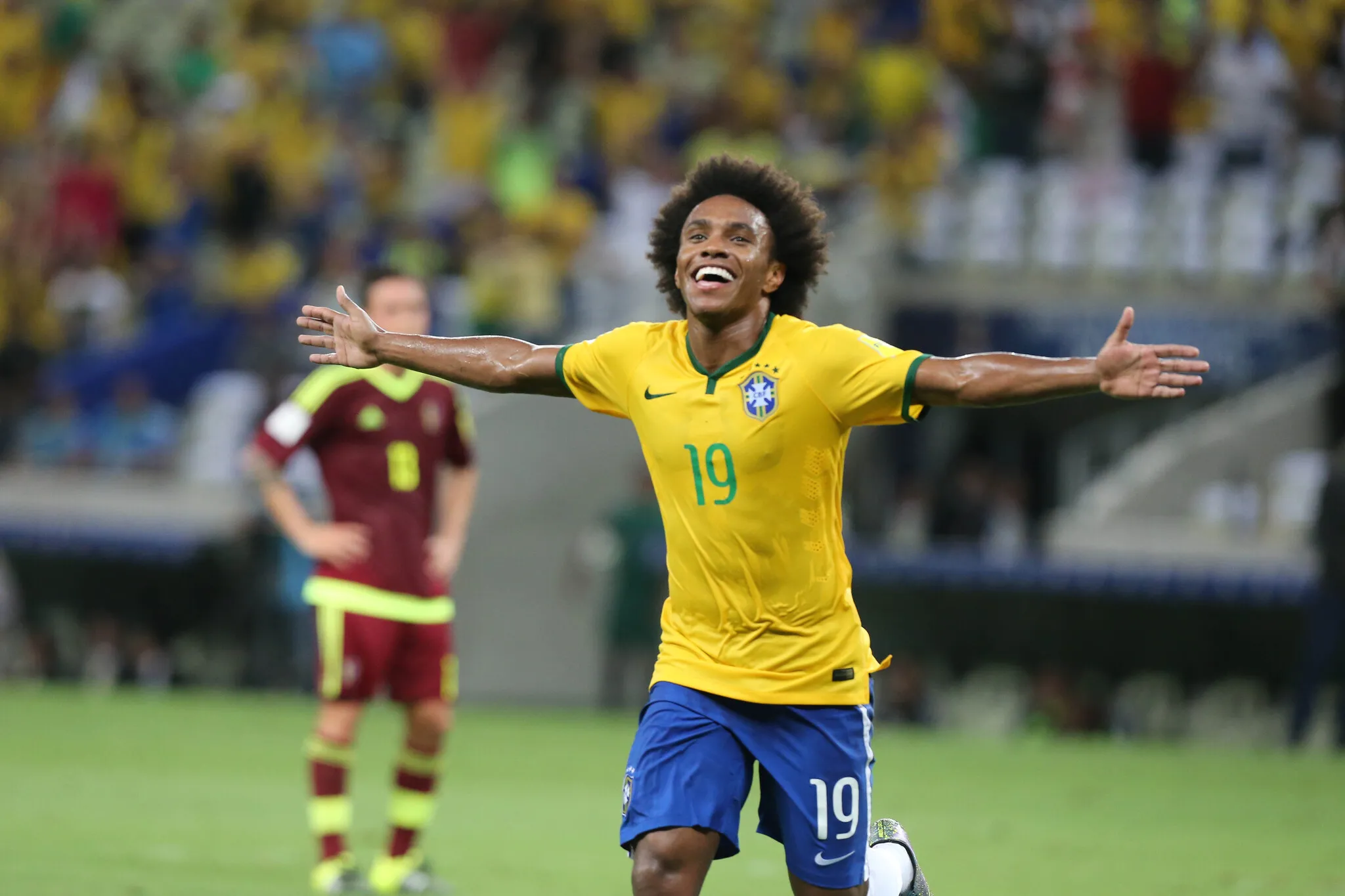 Willian marcou dois gols no último jogo do Brasil no Castelão