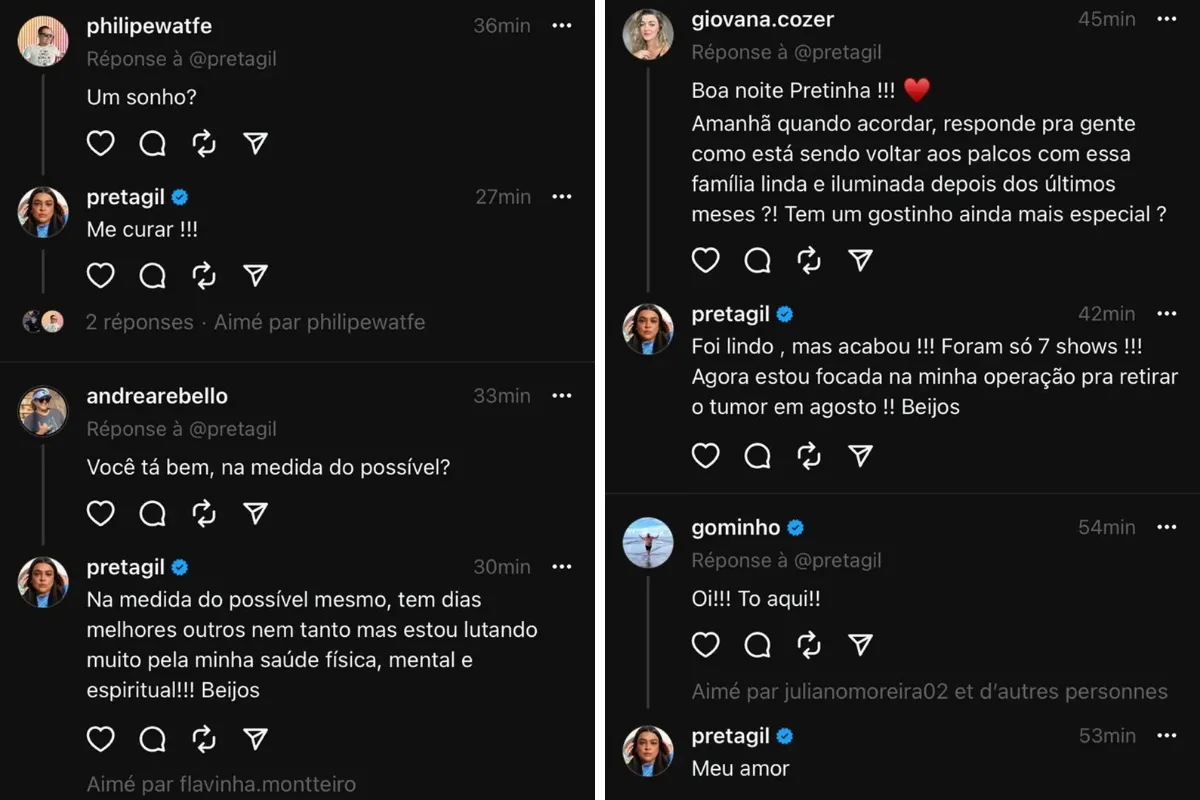 Preta interagiu em sua conta nova rede social Threads