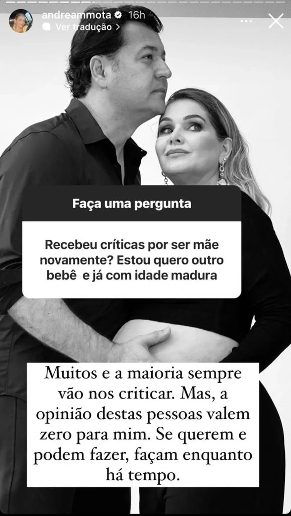 Andréa respondeu a seguidores sobre a gestação