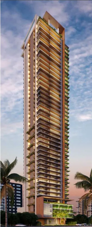 Projeção do prédio que será construído no local, conforme projeto apresentando à Prefeitura para concessão da Outorga Onerosa