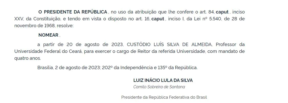 Decreto foi publicado no Diário Oficial da União desta quinta-feira (3)