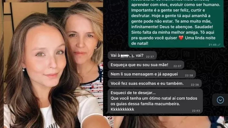 Mãe de Larissa Manoela proferiu palavras de baixo calão contra a filha por meio de mensagem