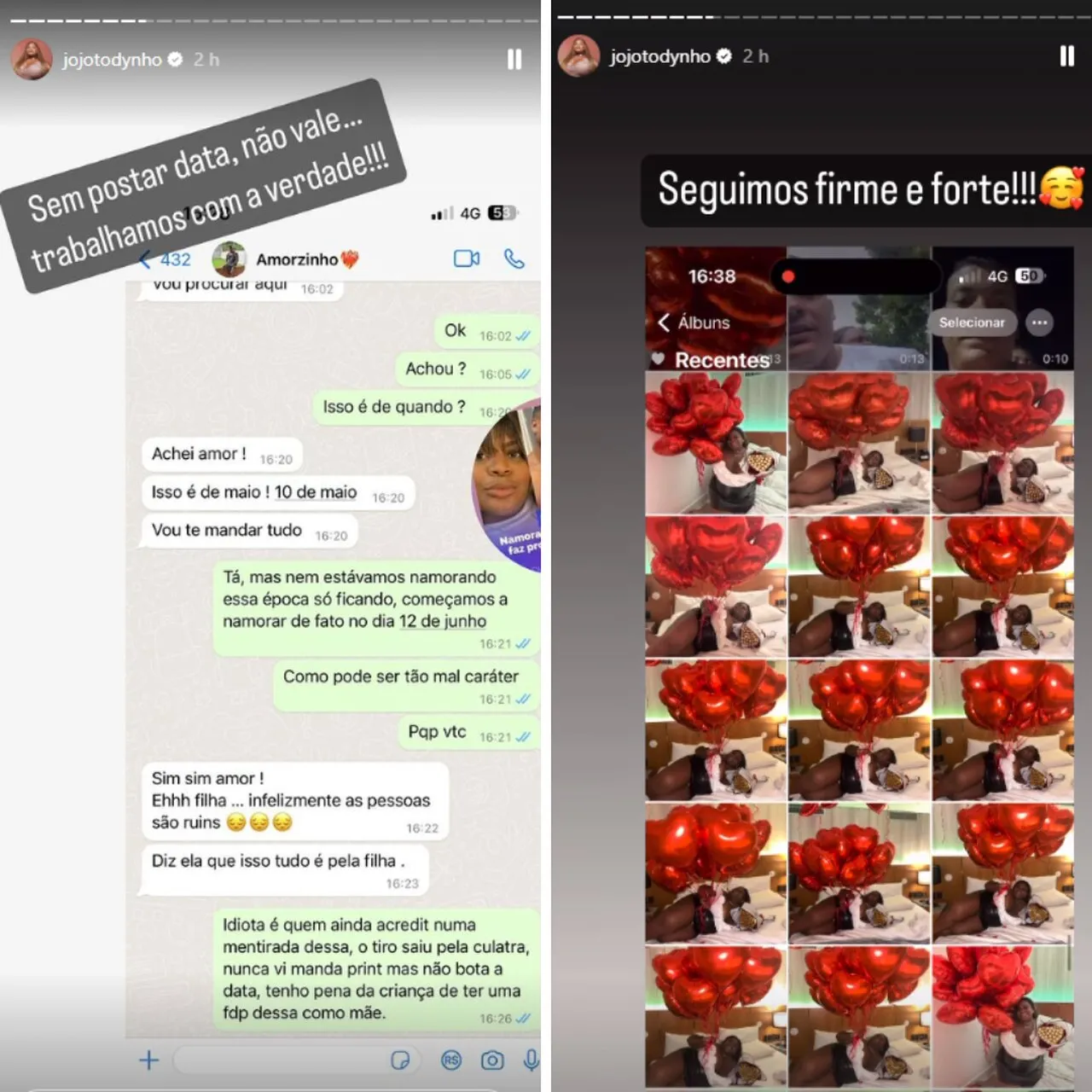 Jojo Todynho compartilhou conversas com namorado e o defendeu de rumores de traição
