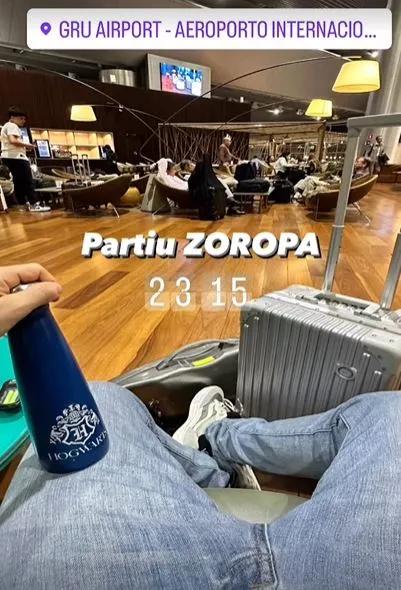Lucas compartilhou imagem no Aeroporto de Guarulhos