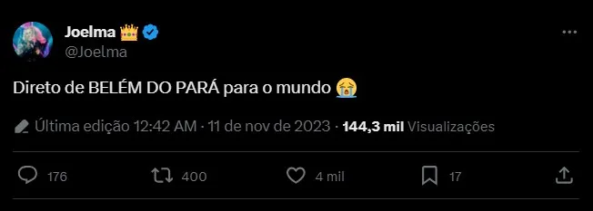 Reação da cantora Joelma após a música 