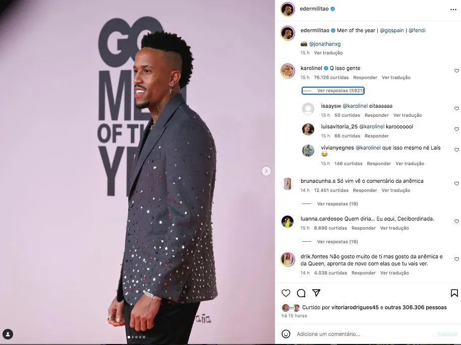 Influenciadora deixou comentário em post do ex