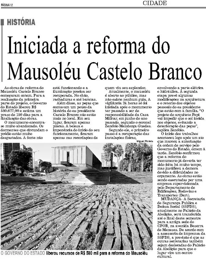 Fac-símile edição do Diário do Nordeste de 20/01/2006