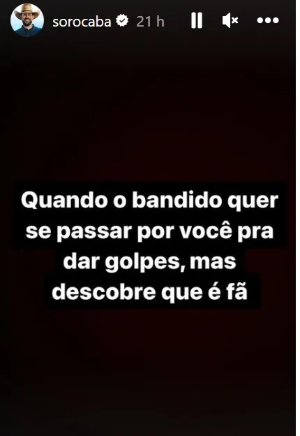 Cantor brincou sobre situação nos Stories