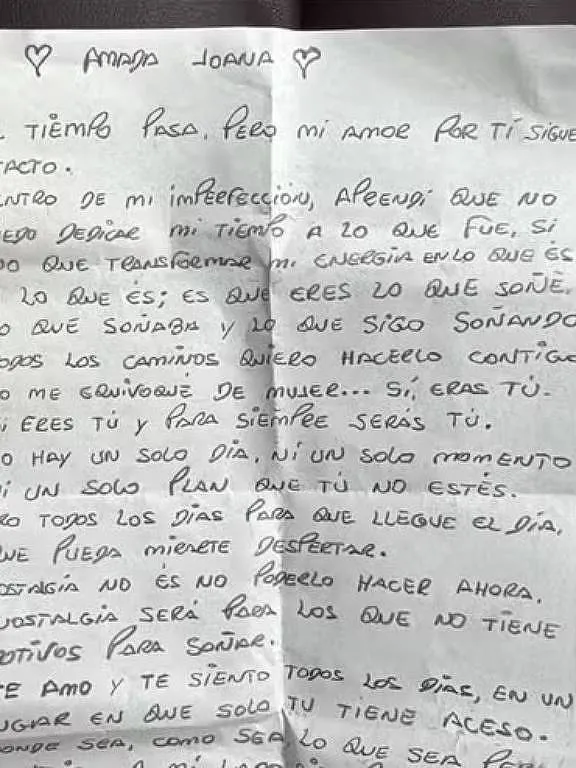 Mulher do jogador publicou a carta por engano nas redes sociais