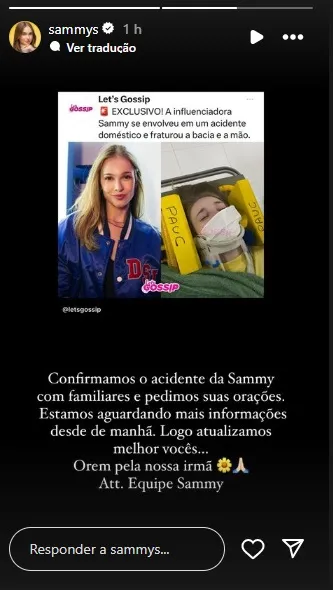 A influenciadora teria caído de costas enquanto brincava com o filho
