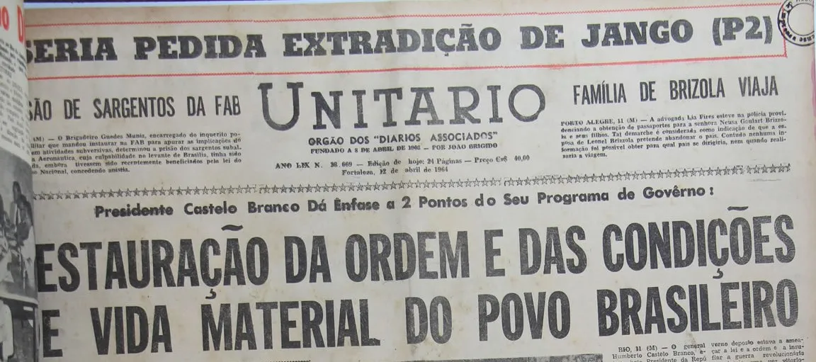 As punições a sargentos não eram exclusividades do Ceará, ocorrendo em outros estados conforme a manchete a esquerda do jornal Unitário