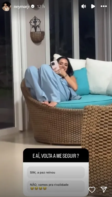 Bruna apareceu em story de Neymar