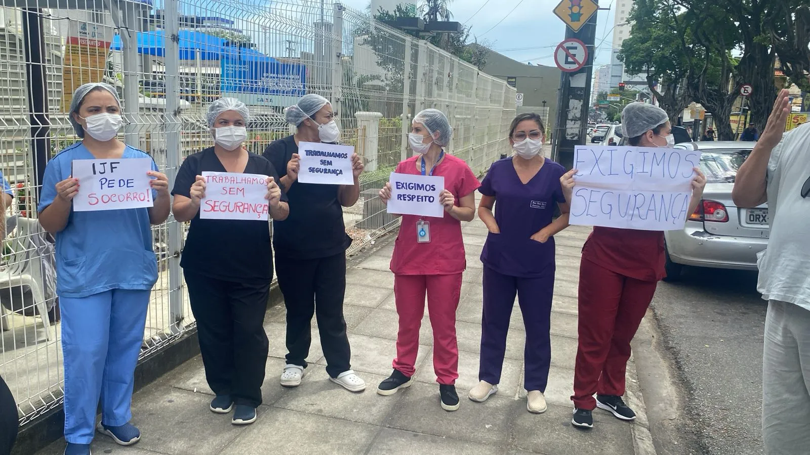 Após o crime, funcionários do IJF realizaram uma manifestação pedindo mais segurança nas dependências