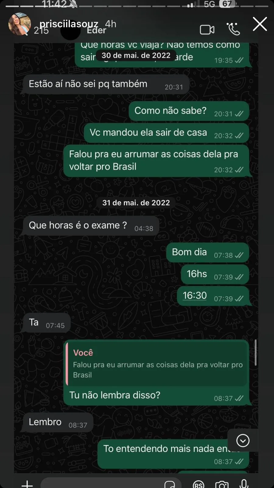 Amiga de Karoline Lima expõe conversa com Éder Militão
