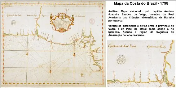 Mapa da Costa do Brazil, de 1798, apresentado pelo PGE-CE em contraponto a novo mapa anexado pelo Piauí