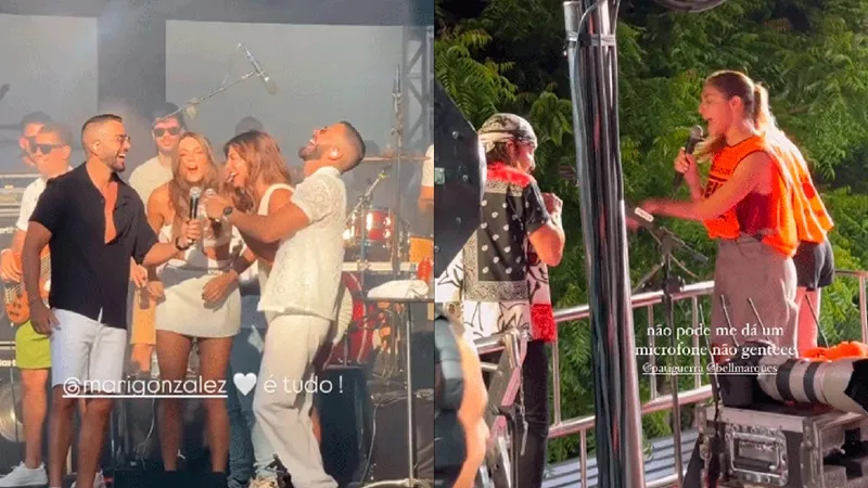 Mari e Pati Guerra, namorada de Rafa Marques, apareceram na hora da música 
