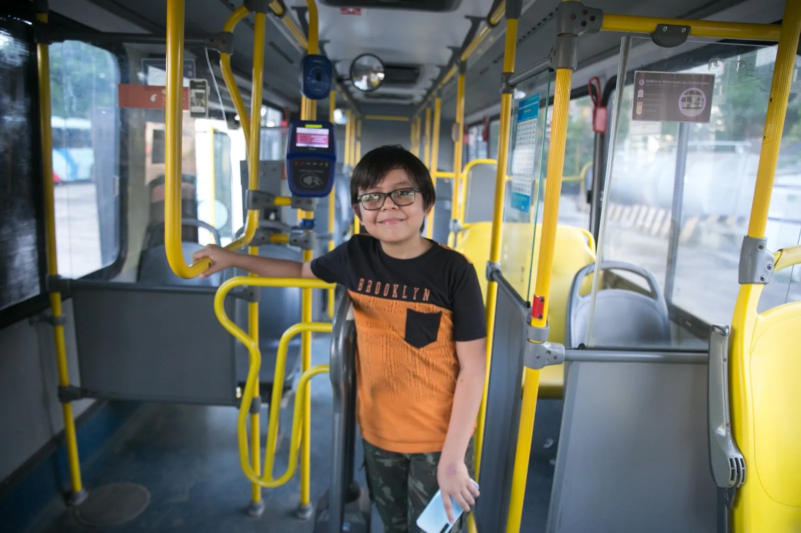 Erick, de 7 anos, disse que é fã de ônibus desde os 4 anos