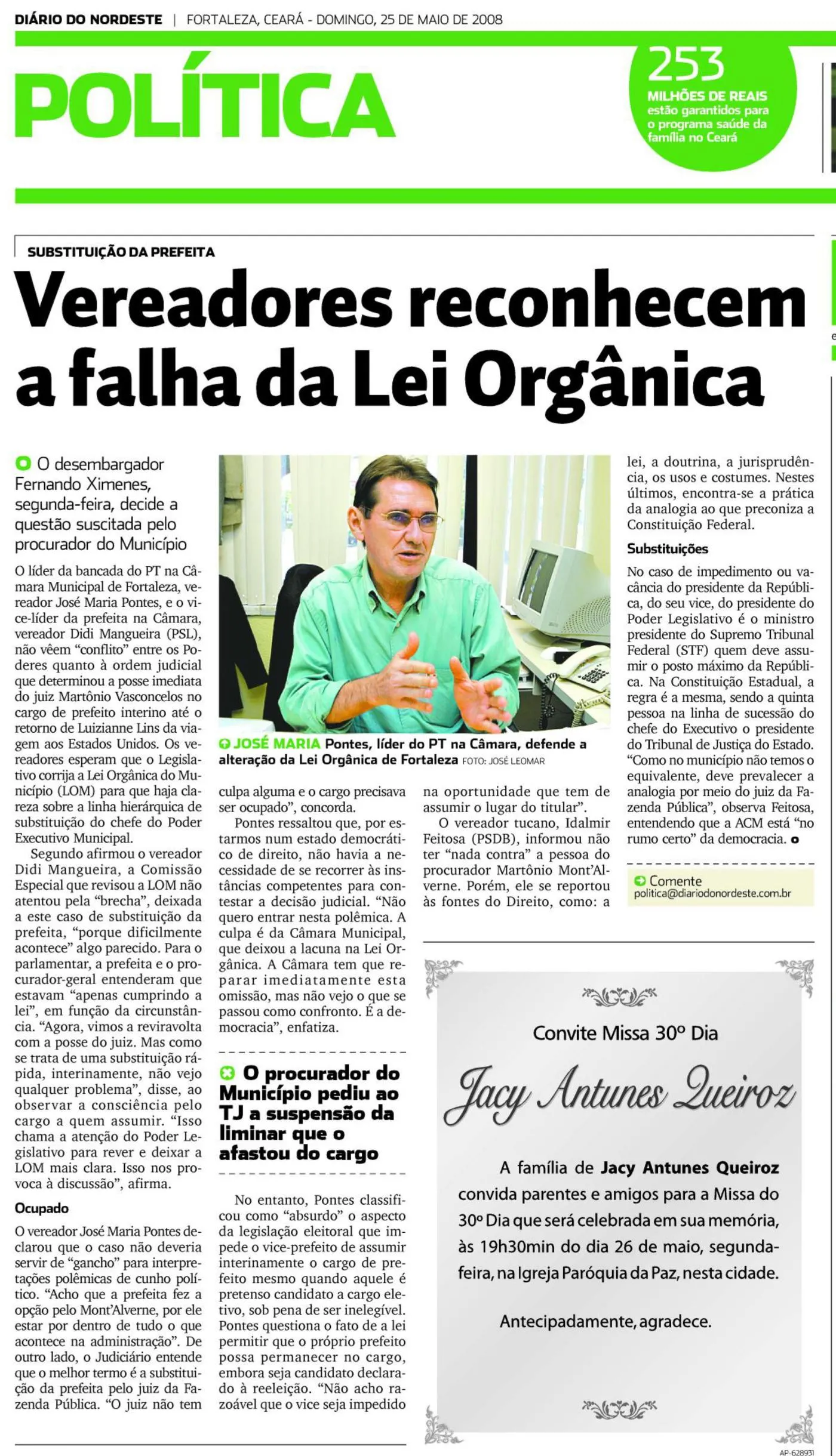 Edição do Diário do Nordeste de 25 de maio de 2008