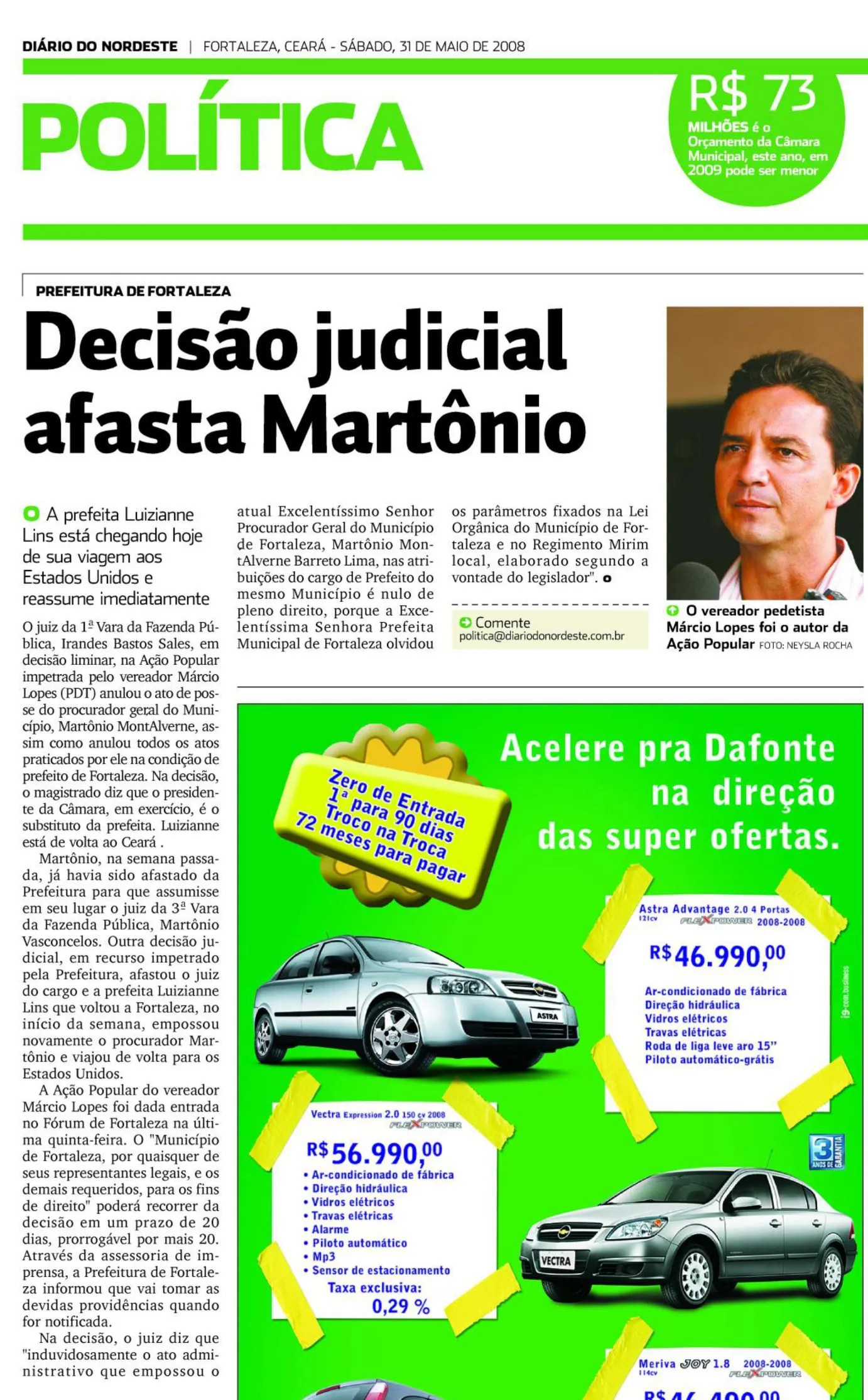 Edição do Diário do Nordeste de 31 de maio de 2008