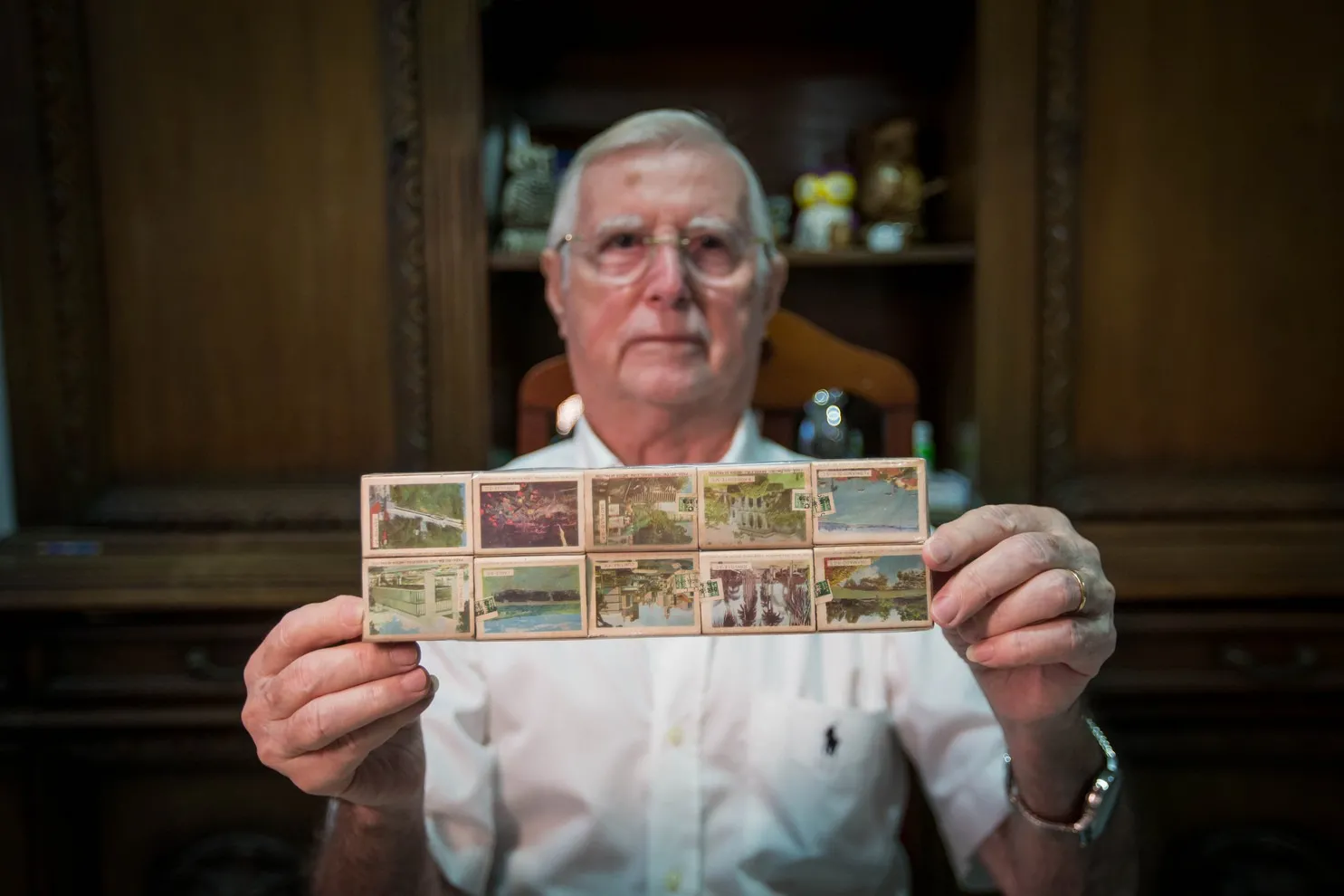 Uma amostra da coleção, com caixas bastante diferentes das que conhecemos hoje
