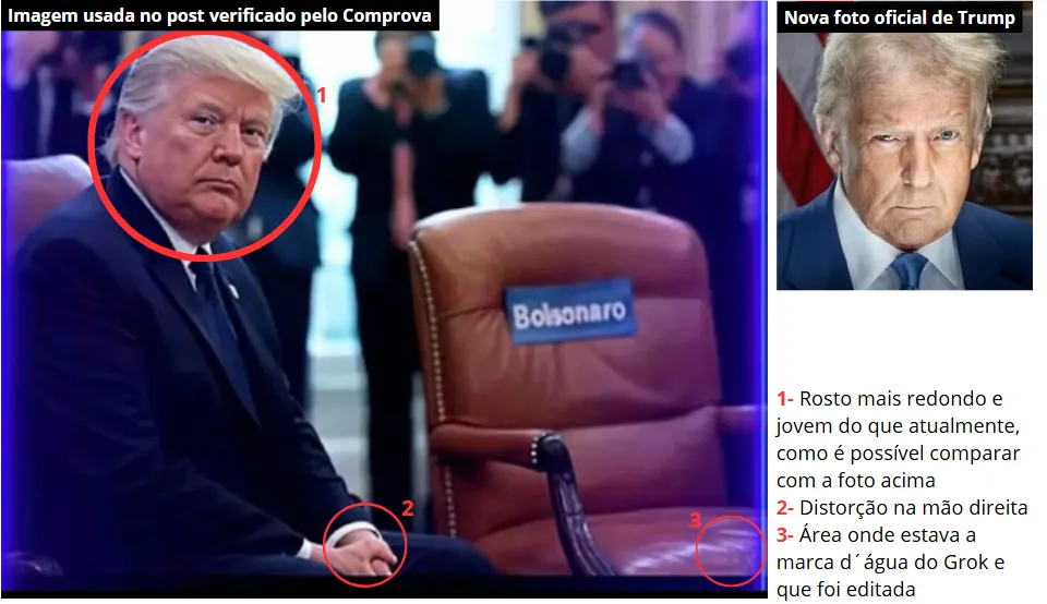Imagem usada no post verificado pela reportagem tem indícios de uso de inteligência artificial e edição que podem ser observados a olho nu.