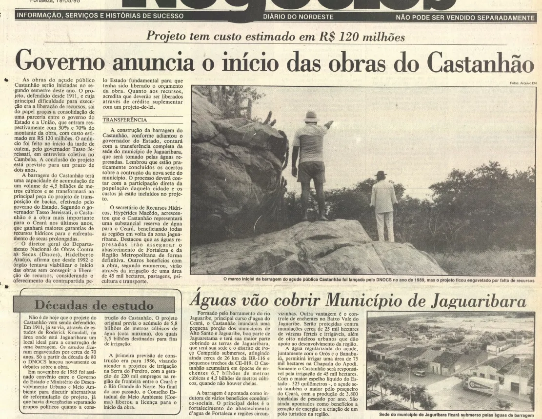 Fac-símile de edição do Diário do Nordeste de 1995
