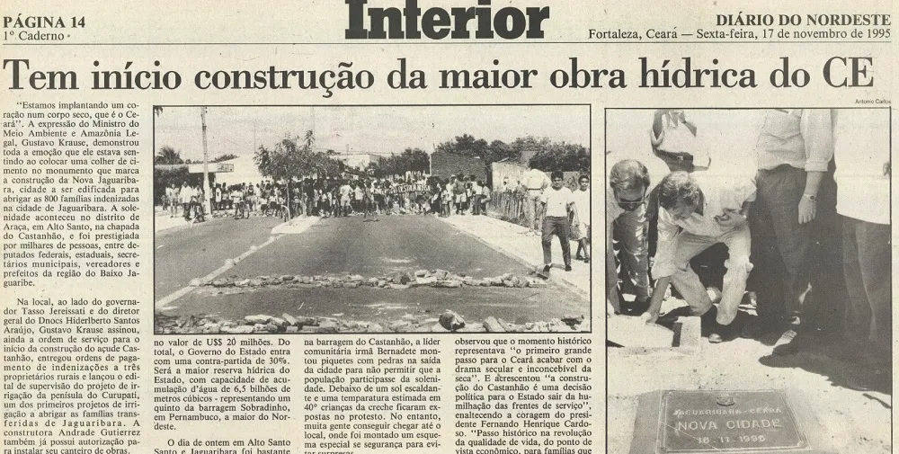 Fac-símile de edição do Diário do Nordeste de 1995
