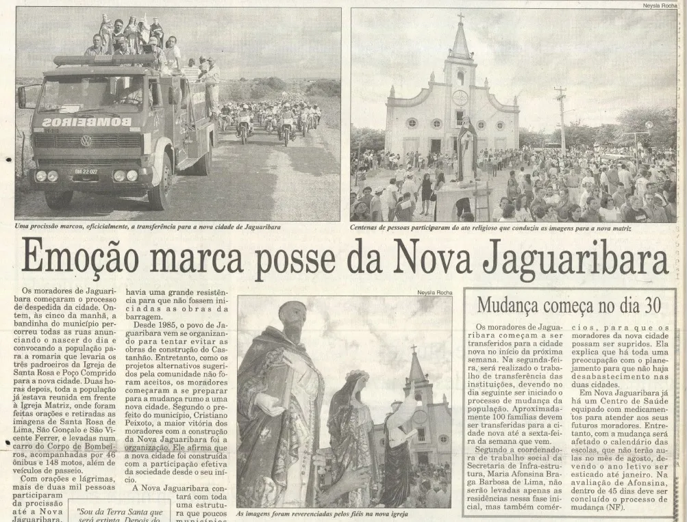 Fac-símile de matéria do Diário do Nordeste à época da mudança