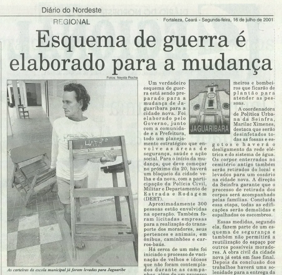 Fac-símile de edição do Diário do Nordeste à época da mudança