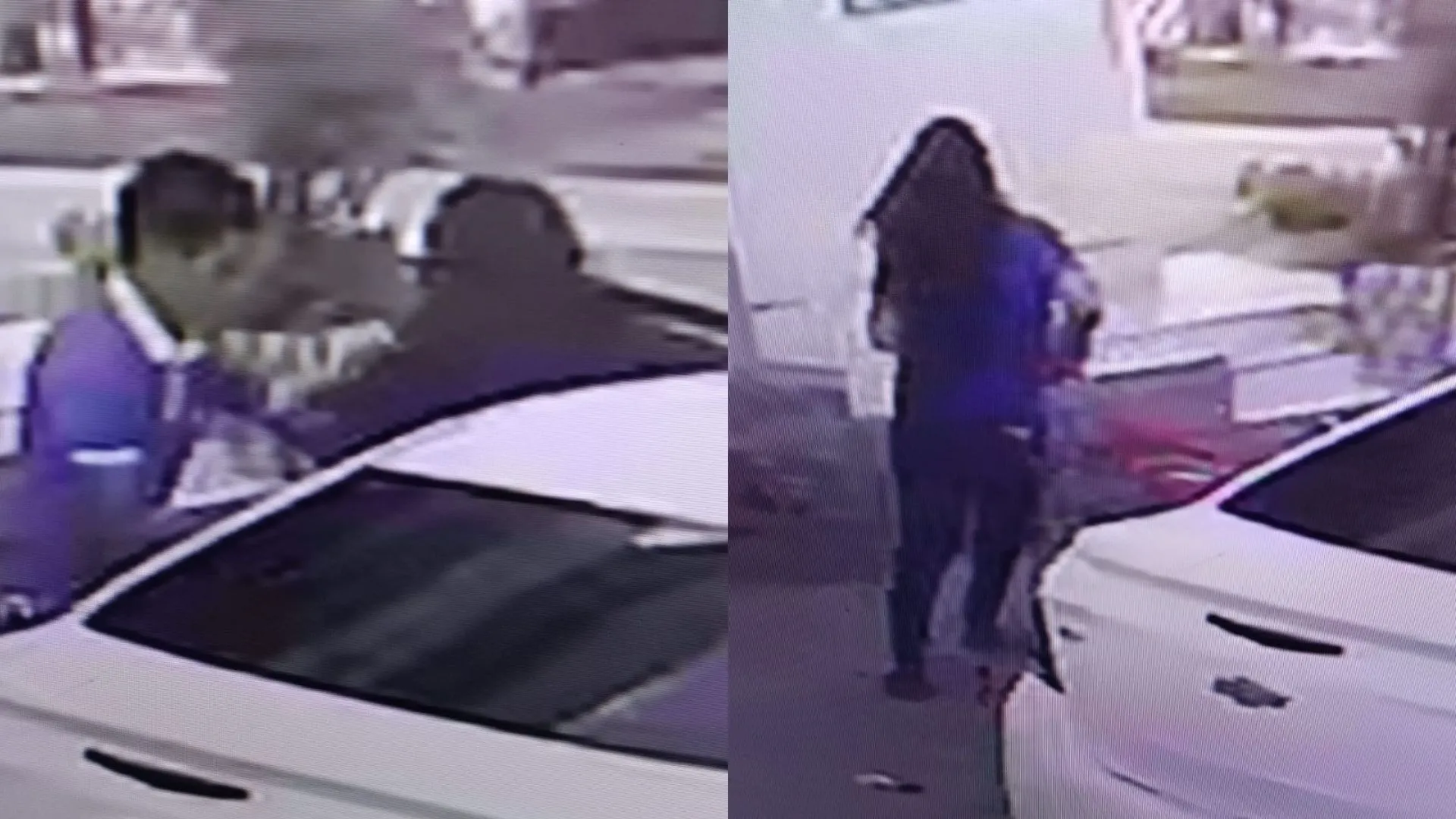 Nas filmagens, o carro utilizado pelos suspeitos está bastante danificado devido ao atropelamento
