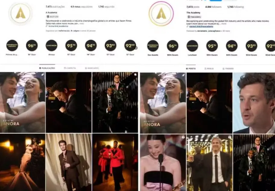 Imagem da notícia: Postagens do Oscar com vencedores de ‘Melhor Atriz’ e ‘Melhor Filme’ somem para brasileiros nas redes