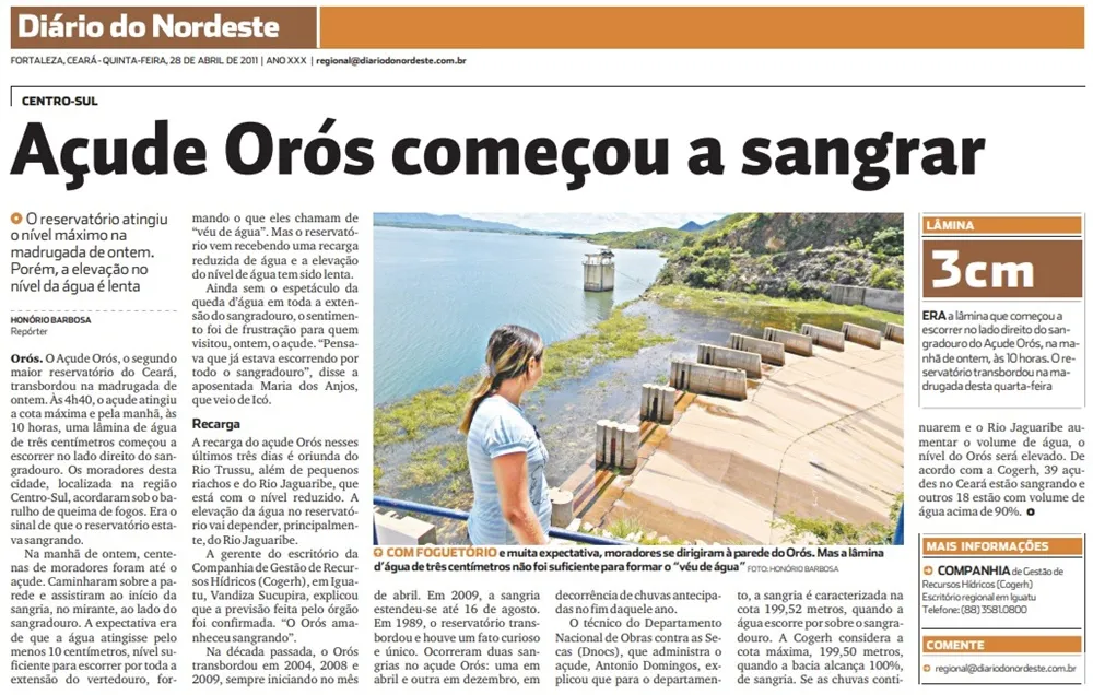 Fac-símile edição Diário do Nordeste de abril de 2011