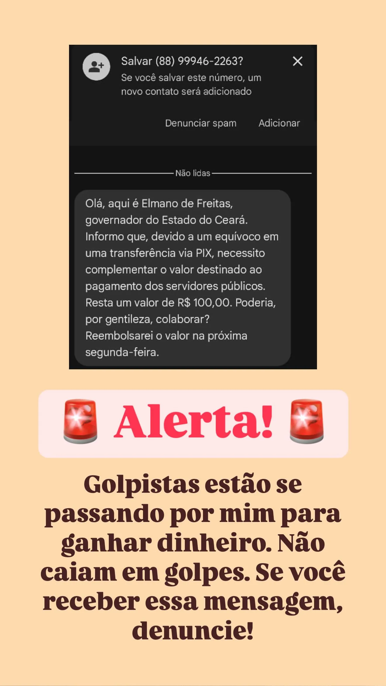 Político alertou seguidores sobre golpe usando seu nome