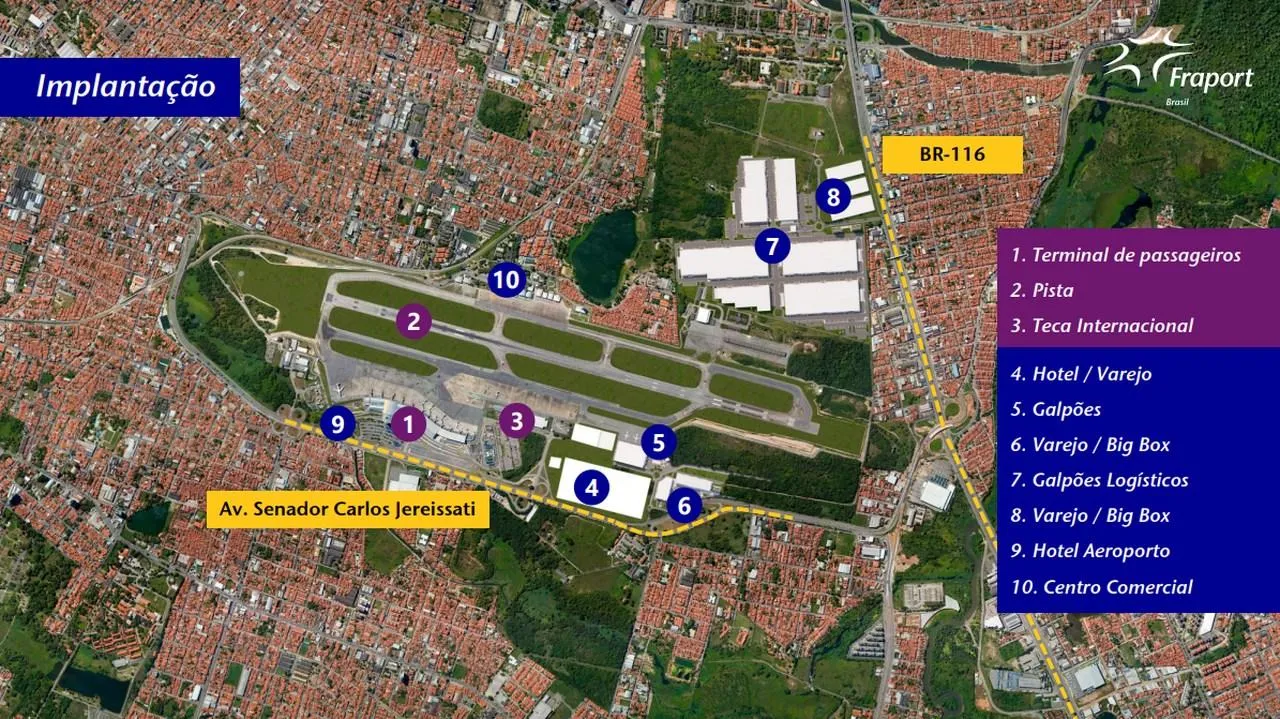 Mapa projetando o Aeroporto Cidade da Fraport