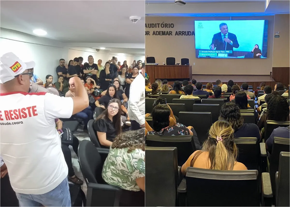 Além da galeria, manifestantes também foram acomodados no auditório da CMFor