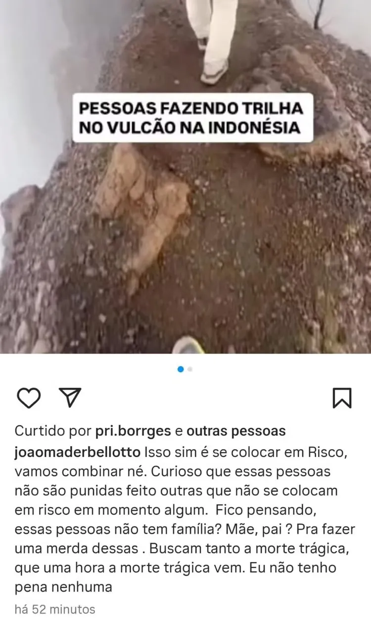 João Mader Bellotto diz não ter pena de mortes em acidentes em trilhas