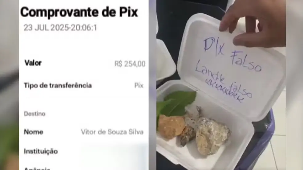Imagem da notícia: Ao suspeitar de golpe, lanchonete envia pedra no lugar de sanduíche; cliente ironiza situação