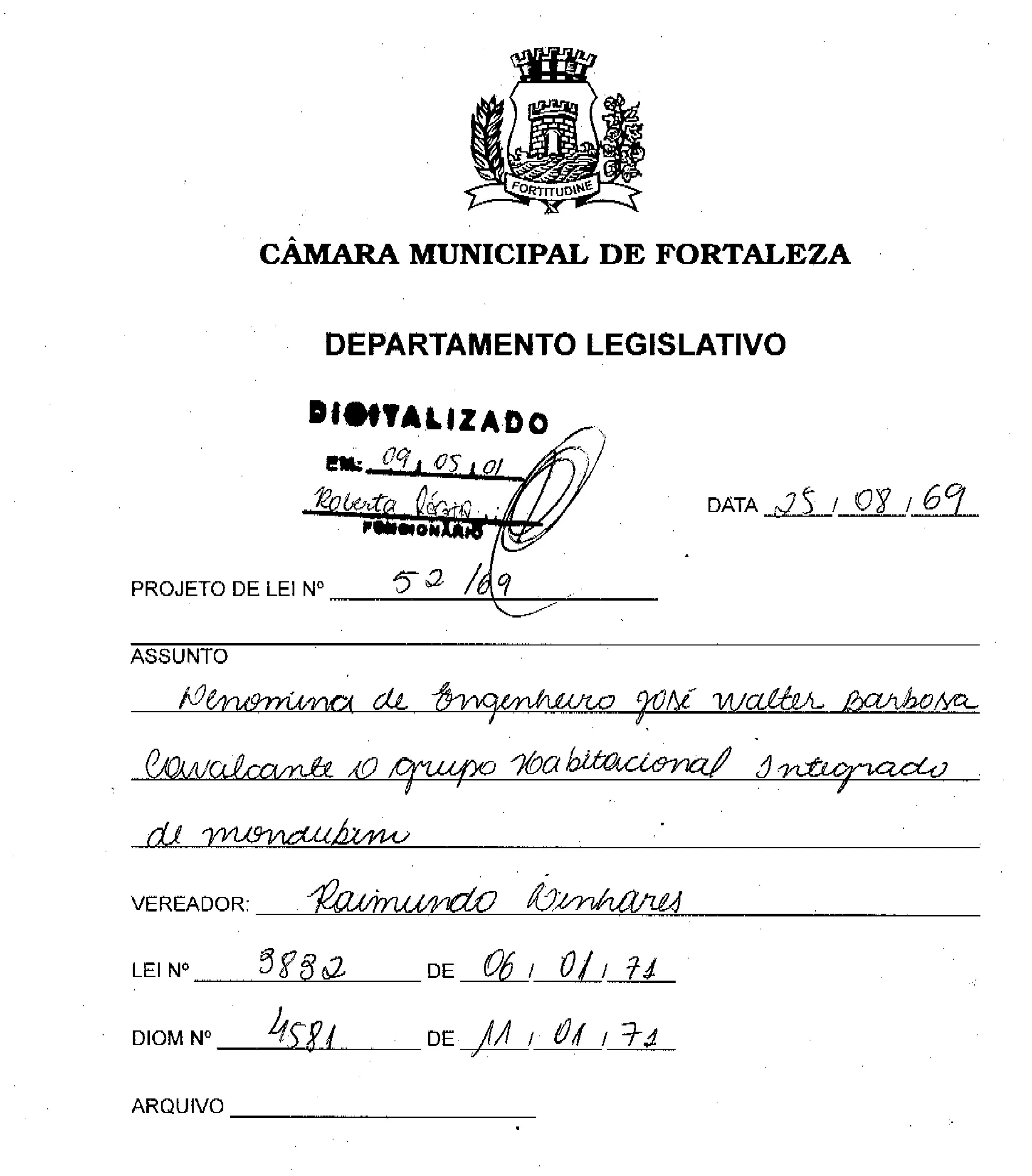 Proposta aprovada na Câmara de Fortaleza renomeando o bairro