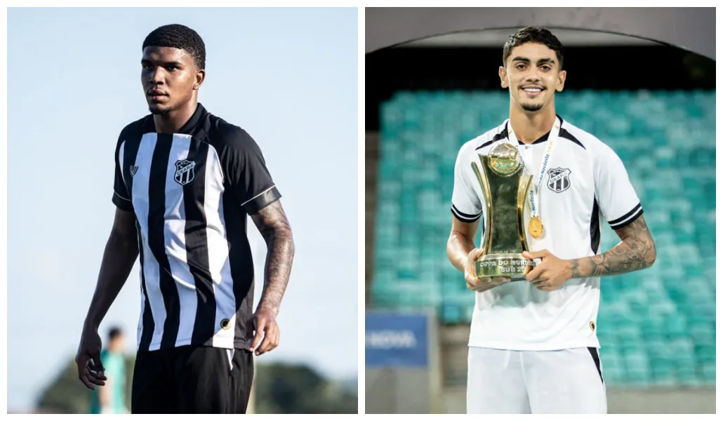 Os zagueiros Gabriel Rocha e Gilmar formam uma dupla na defesa do Ceará desde o elenco Sub-13