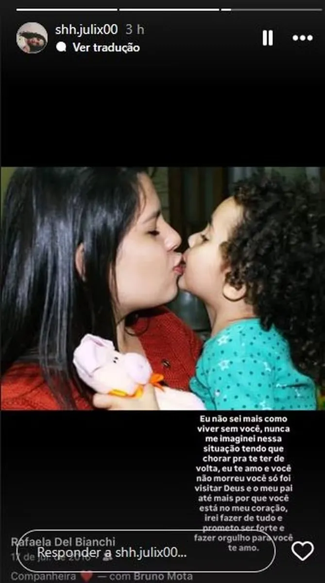 Nas redes sociais, amigos e familiares lamentaram a morte da influenciadora, incluindo a filha Júlia, de 11 anos.
